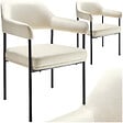 TECTAKE - Lot 2 fauteuils rembourrés avec pieds en acier dossier continu blanc - vignette