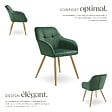 TECTAKE - Chaise de salle à manger avec aspect velours capitonné vert/doré - vignette