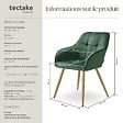 TECTAKE - Chaise de salle à manger avec aspect velours capitonné vert/doré - vignette