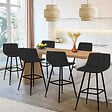 ID MARKET - Lot de 6 tabourets de bar MADY en velours noir - vignette