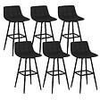 ID MARKET - Lot de 6 tabourets de bar MADY en velours noir - vignette