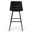 ID MARKET - Lot de 6 tabourets de bar MADY en velours noir - vignette