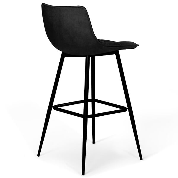 ID MARKET - Lot de 6 tabourets de bar MADY en velours noir - large