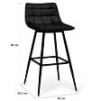 ID MARKET - Lot de 6 tabourets de bar MADY en velours noir - vignette