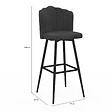 ID MARKET - Lot de 2 tabourets de bar coquillage ADELLA gris anthracite en velours pieds noirs - vignette