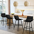 ID MARKET - Lot de 4 tabourets de bar MADY en velours noir - vignette