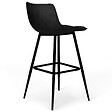 ID MARKET - Lot de 4 tabourets de bar MADY en velours noir - vignette
