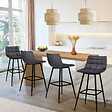 ID MARKET - Lot de 4 tabourets de bar MADY en velours gris foncé - vignette
