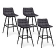 ID MARKET - Lot de 4 tabourets de bar MADY en velours gris foncé - vignette