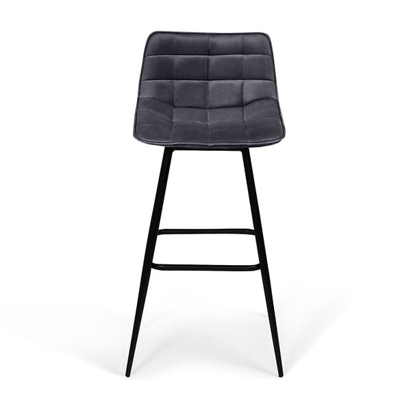 ID MARKET - Lot de 4 tabourets de bar MADY en velours gris foncé - large