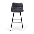 ID MARKET - Lot de 4 tabourets de bar MADY en velours gris foncé - vignette