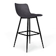 ID MARKET - Lot de 4 tabourets de bar MADY en velours gris foncé - vignette
