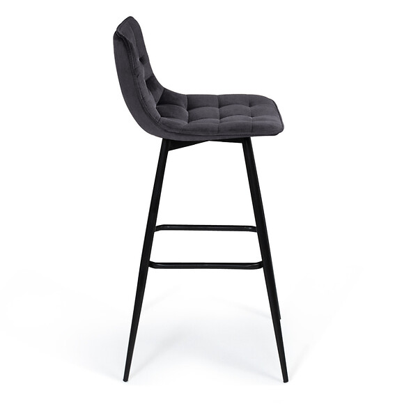 ID MARKET - Lot de 4 tabourets de bar MADY en velours gris foncé - large