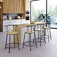 ID MARKET - Lot de 4 tabourets de bar bistrot DETROIT avec dossier arrondis design industriel - vignette