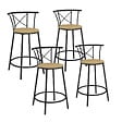 ID MARKET - Lot de 4 tabourets de bar bistrot DETROIT avec dossier arrondis design industriel - vignette