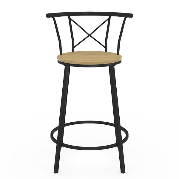 ID MARKET - Lot de 4 tabourets de bar bistrot DETROIT avec dossier arrondis design industriel - large