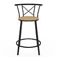 ID MARKET - Lot de 4 tabourets de bar bistrot DETROIT avec dossier arrondis design industriel - vignette