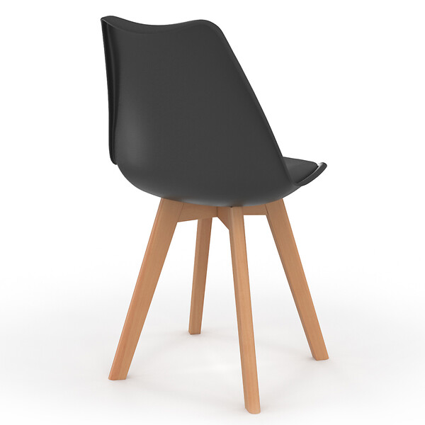 ID MARKET - Lot de 4 chaises scandinaves SARA noires pour salle à manger - large