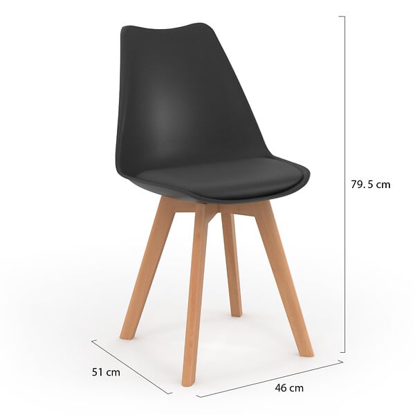ID MARKET - Lot de 4 chaises scandinaves SARA noires pour salle à manger - large