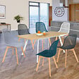 ID MARKET - Lot de 6 chaises MANDY mix color blanc, gris clair, bleu canard x2, gris foncé x2 - vignette