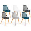 ID MARKET - Lot de 6 chaises MANDY mix color blanc, gris clair, bleu canard x2, gris foncé x2 - vignette
