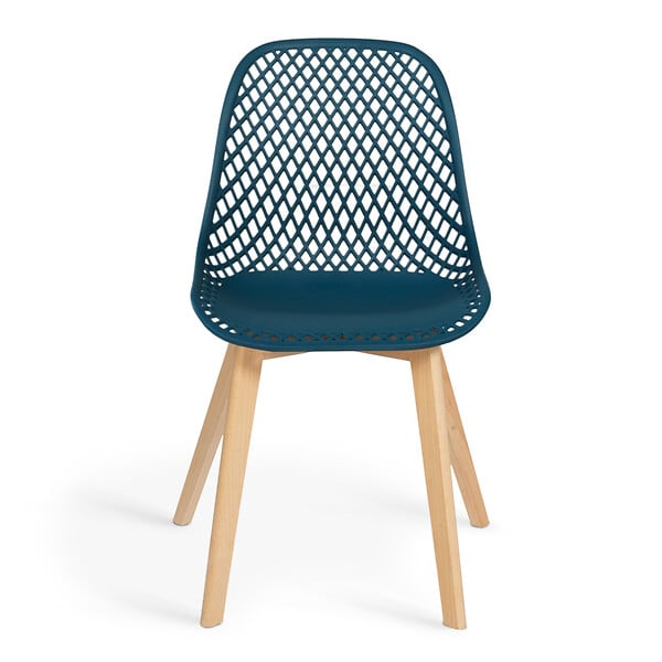 ID MARKET - Lot de 6 chaises MANDY mix color blanc, gris clair, bleu canard x2, gris foncé x2 - large