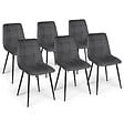 ID MARKET - Lot de 6 chaises MILA en velours gris foncé pour salle à manger - vignette