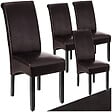 TECTAKE - Ensemble 4 chaises de salle à manger revêtement aspect cuir marron - vignette
