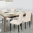 ID MARKET - Lot de 4 chaises POLGA capitonnées en velours beige pieds noirs - vignette