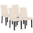 ID MARKET - Lot de 4 chaises POLGA capitonnées en velours beige pieds noirs - vignette