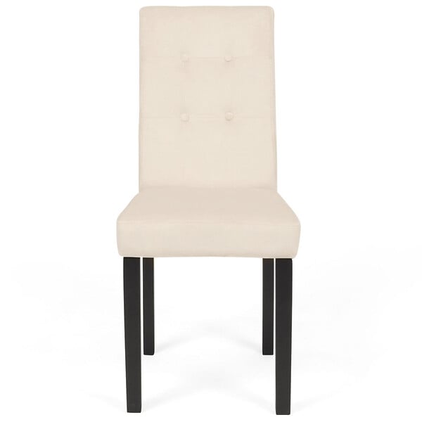 ID MARKET - Lot de 4 chaises POLGA capitonnées en velours beige pieds noirs - large
