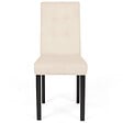 ID MARKET - Lot de 4 chaises POLGA capitonnées en velours beige pieds noirs - vignette