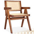 TECTAKE - Chaise de salle à manger cannage viennois style boho chêne foncé - vignette
