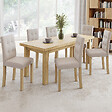 ID MARKET - Lot de 6 chaises POLGA capitonnées beiges pour salle à manger - vignette