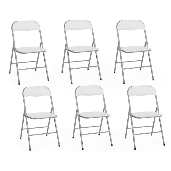 ID MARKET - Lot de 6 chaises pliantes KITY blanches en PU - large