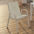 ID MARKET - Lot de 6 chaises de jardin LYMA métal et textilène empilables beige - vignette