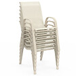 ID MARKET - Lot de 6 chaises de jardin LYMA métal et textilène empilables beige - vignette