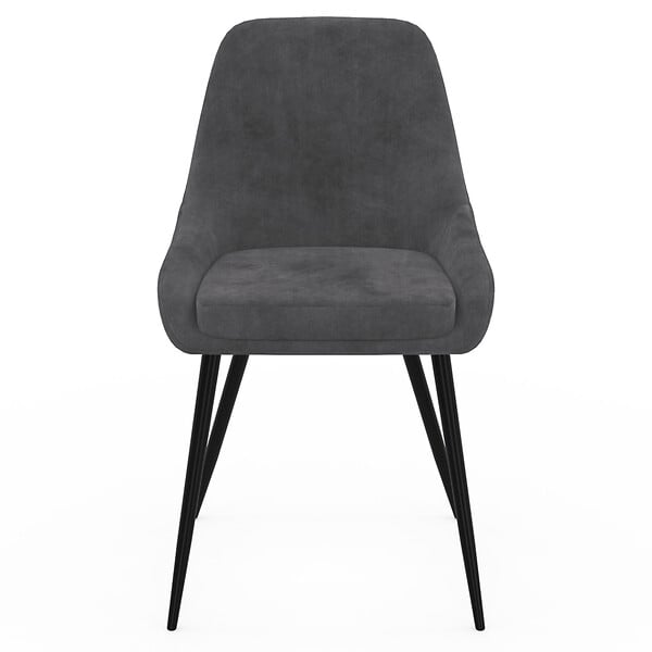 ID MARKET - Lot de 4 chaises THALYA en velours gris foncé avec accoudoirs - large