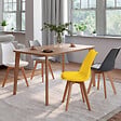 ID MARKET - Lot de 4 chaises scandinaves SARA mix color gris foncé, gris clair, blanc et jaune - vignette