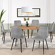 ID MARKET - Lot de 6 chaises MILA en velours gris clair pour salle à manger - vignette