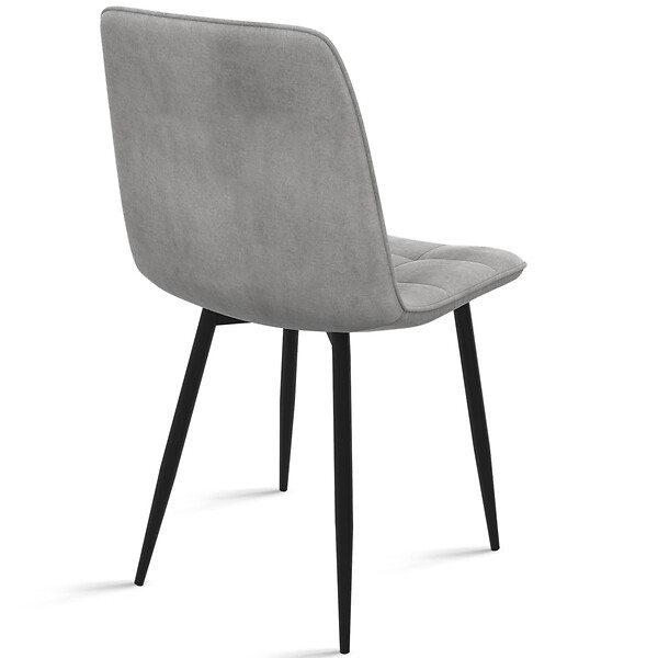 ID MARKET - Lot de 6 chaises MILA en velours gris clair pour salle à manger - large