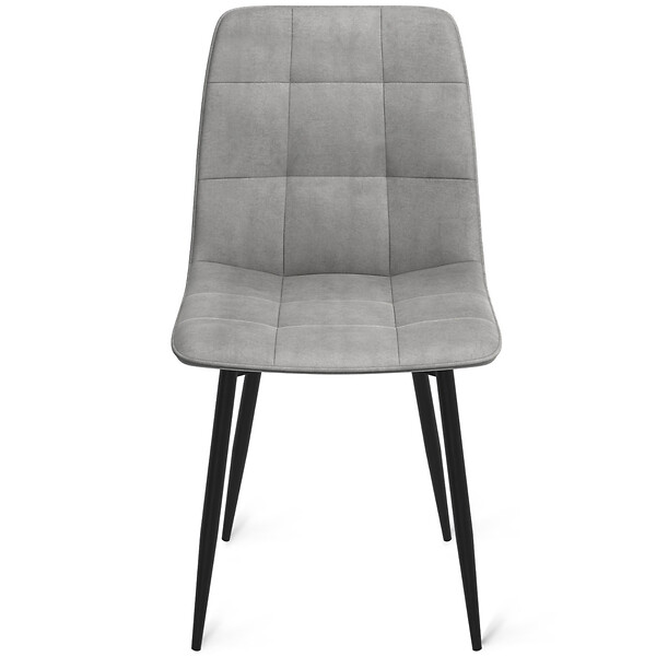 ID MARKET - Lot de 6 chaises MILA en velours gris clair pour salle à manger - large