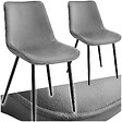 TECTAKE - Lot de 2 chaises Rembourrées aspect velours assise Ergonomique gris - vignette