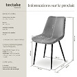 TECTAKE - Lot de 2 chaises Rembourrées aspect velours assise Ergonomique gris - vignette