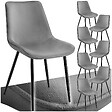 TECTAKE - Lot de 8 chaises rembourées aspect velours ergonomique gris - vignette