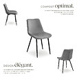 TECTAKE - Lot de 8 chaises rembourées aspect velours ergonomique gris - vignette