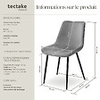 TECTAKE - Lot de 8 chaises rembourées aspect velours ergonomique gris - vignette