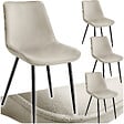 TECTAKE - Lot 4 chaises assise ergonomique rembourrée aspect velours crème - vignette