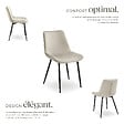 TECTAKE - Lot 4 chaises assise ergonomique rembourrée aspect velours crème - vignette