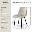 TECTAKE - Lot 4 chaises assise ergonomique rembourrée aspect velours crème - vignette